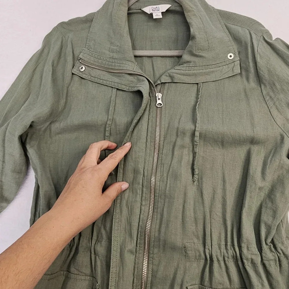 Croft & Barrow - olive green jacket with  front Zip - size XL Linen blend - Picture 8 of 11